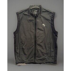 Adidas Mens Golf Vest Sz M Black Climaproof Full Zip Pockets Lightweight PGCC